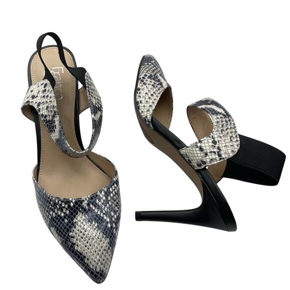Franco Sarto Size 9.5 LIMA High Heels Leather Pointed Toe Snakeskin Print Pumps - Picture 1 of 6